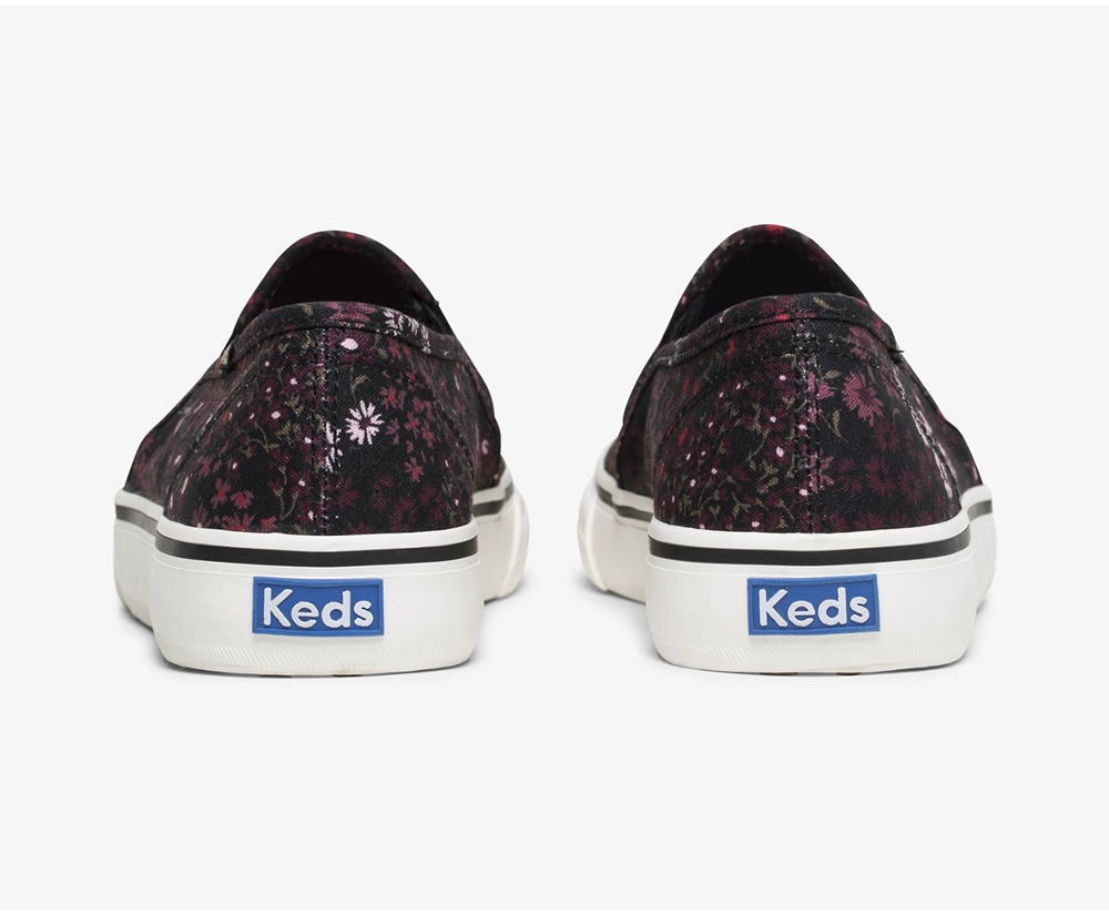 Keds Slip Ons Black/Multicolor - Washable Double Decker Floral - Womens SFTLQH-278